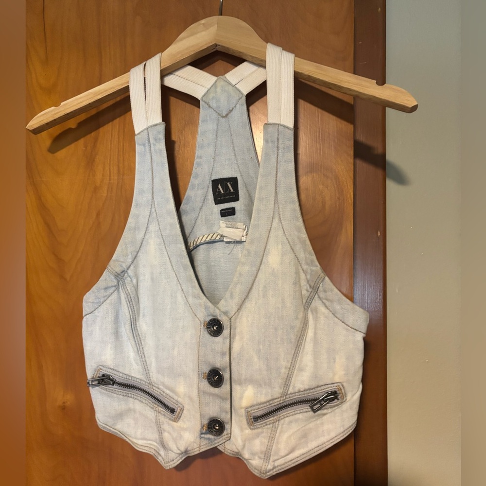 Armani Exchange Light Blue Denim Vest